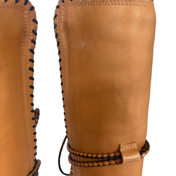 Ulla Johnson Atlas Mocassin Boots Natural Size 6 Leather Tassles Heel - Picture 11 of 14